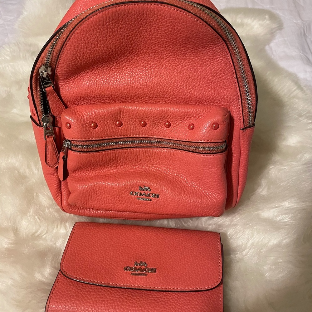 SOLD.   Coach back pack and wallet